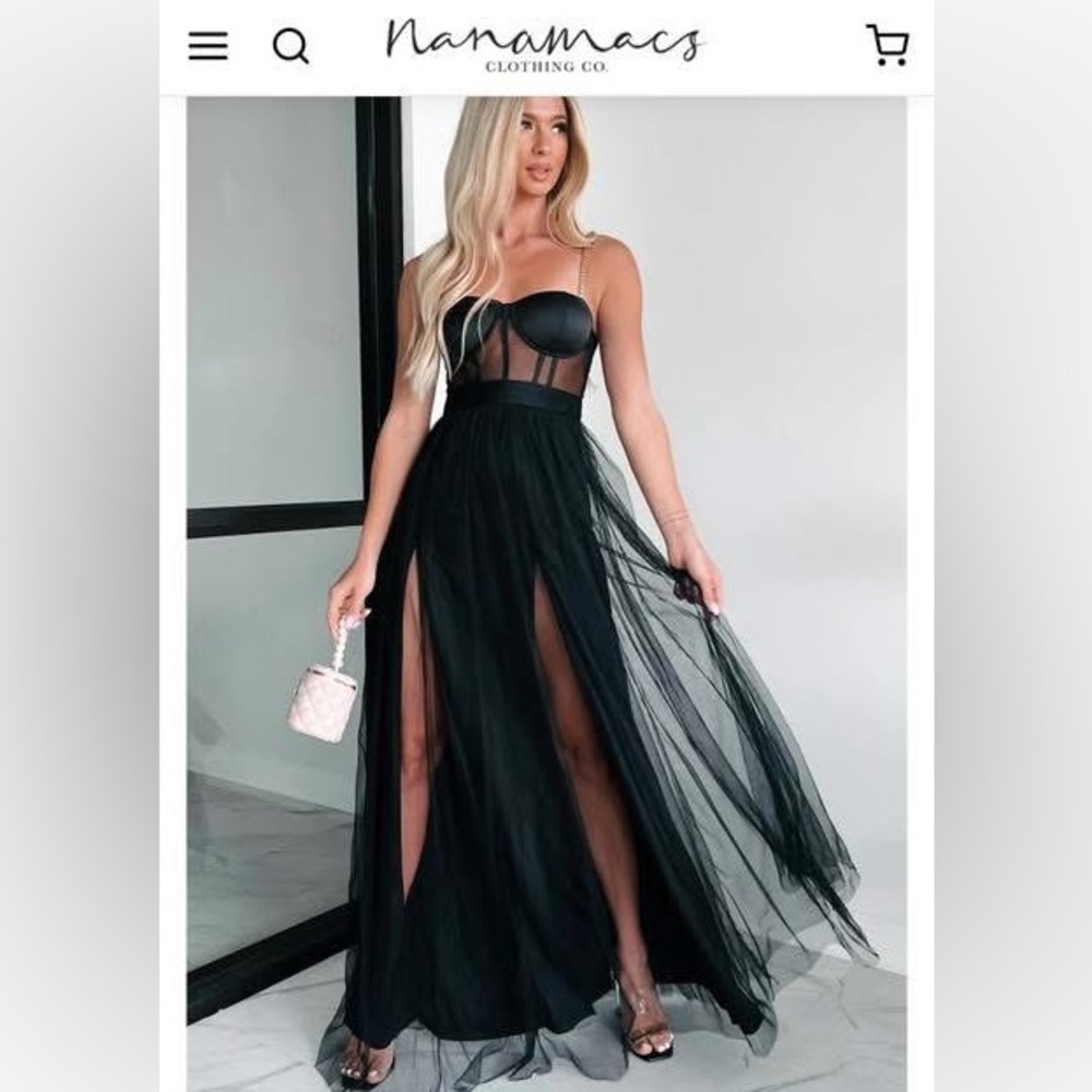 NanaMacs Strapless Black Sheer Dress